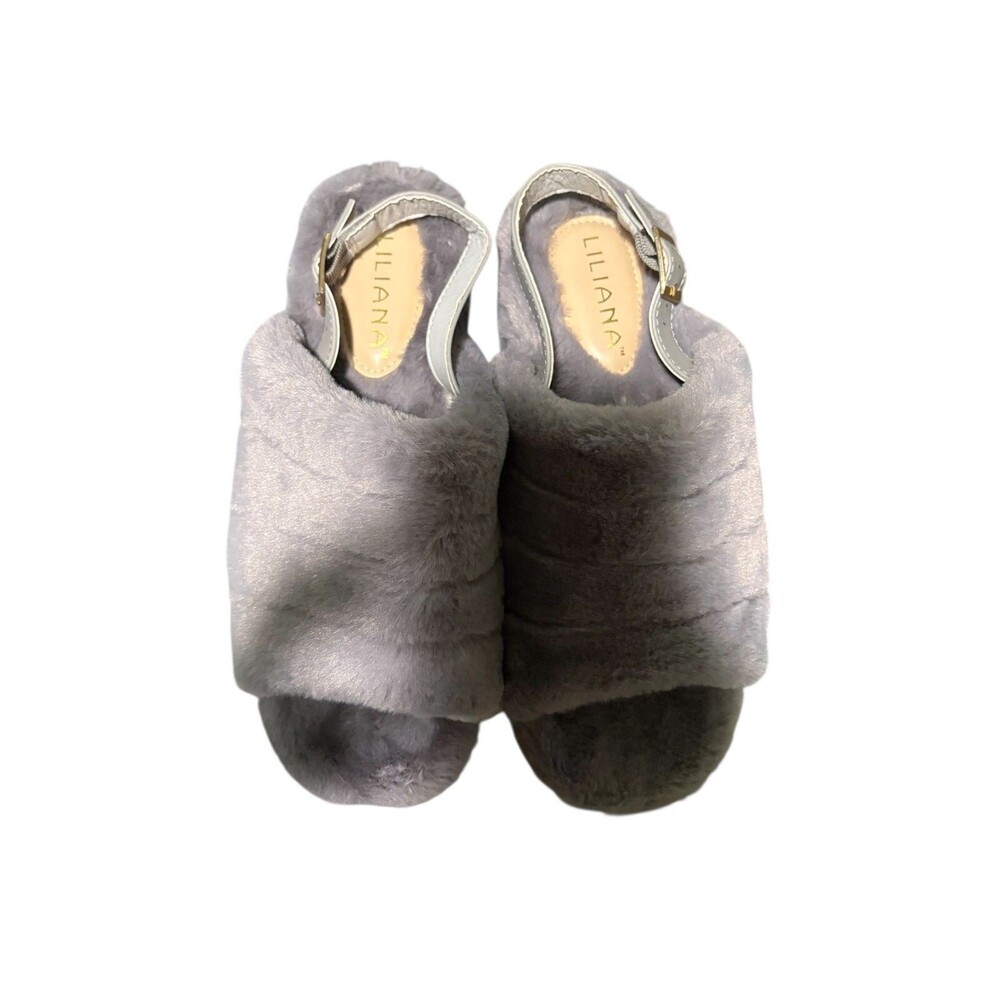 Liliana Grey Faux Fur Platform Sandal/ Back Strap UGG Dupe / ONLY SIZE 10 LEFT